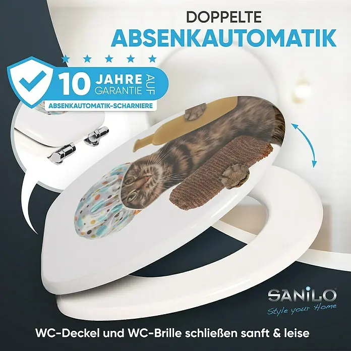 SANILO WC-Sitz Shower Cat mit Absenkautomatik - MDF, Braun, Mit Absenkautomatik