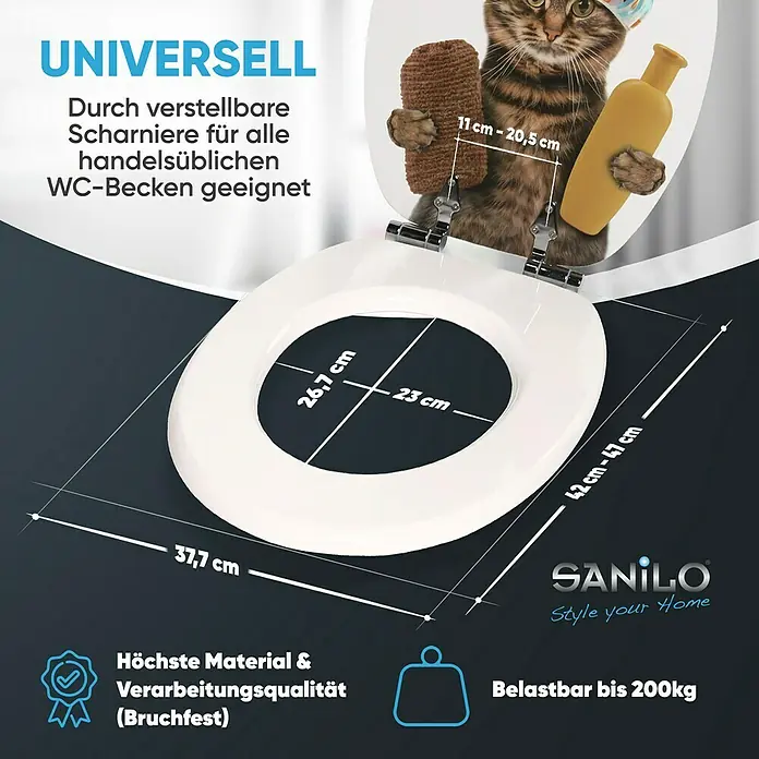 SANILO WC-Sitz Shower Cat mit Absenkautomatik - MDF, Braun, Mit Absenkautomatik