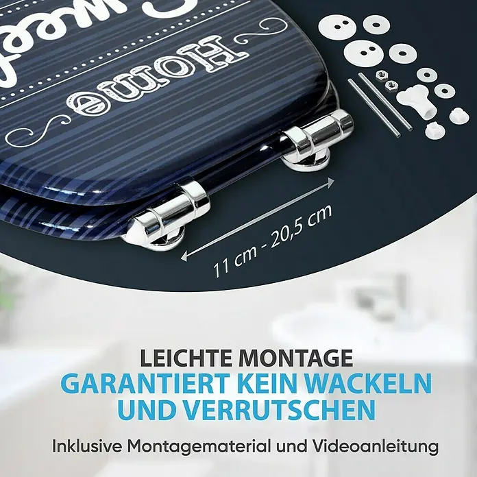 SANILO WC-Sitz Home Sweet Home mit Absenkautomatik - MDF, Blau, Mit Absenkautomatik
