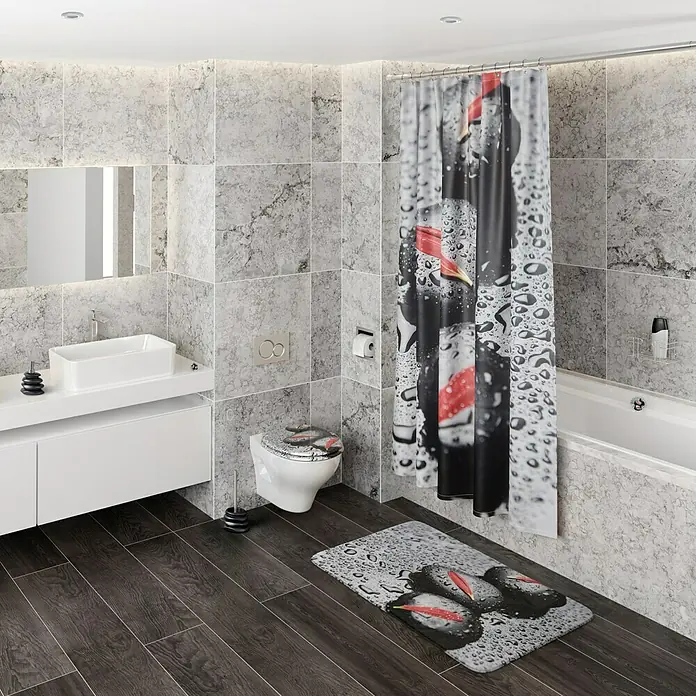 SANILO WC-Sitz Elegance mit Absenkautomatik - MDF, Schwarz|Grau|Rot, Mit Absenkautomatik