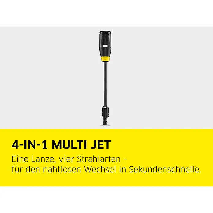 Kärcher Hochdruckreiniger K 7 Comfort Premium - 180 bar, 3.000 W, Fördermenge: 600 l/h, Ohne Home-Kit - Schwarz-gelbe Kärcher 4-in-1 Multi Jet Lanze für Hochdruckreiniger, bietet vier Strahlarten mit nahtlosem Wechsel.