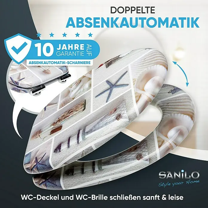 SANILO WC-Sitz Meeresbrise mit Absenkautomatik - MDF, Blau, Mit Absenkautomatik