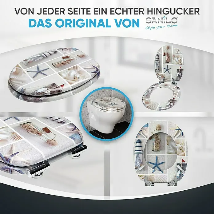 SANILO WC-Sitz Meeresbrise mit Absenkautomatik - MDF, Blau, Mit Absenkautomatik