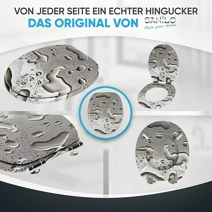 SANILO WC-Sitz Dewdrop mit Absenkautomatik - MDF, Grau, Mit Absenkautomatik