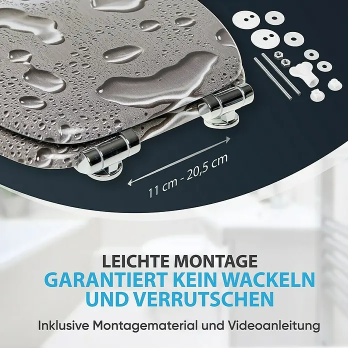 SANILO WC-Sitz Dewdrop mit Absenkautomatik - MDF, Grau, Mit Absenkautomatik