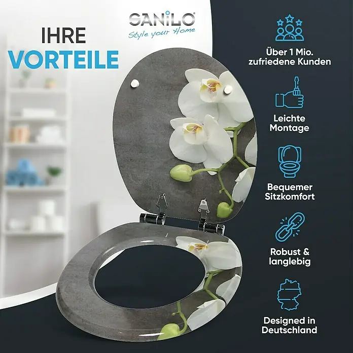 SANILO WC-Sitz Pretty mit Absenkautomatik - MDF, Grau, Mit Absenkautomatik