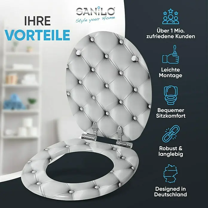 SANILO WC-Sitz Comfort mit Absenkautomatik - MDF, Grau, Mit Absenkautomatik