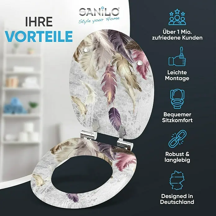 SANILO WC-Sitz Federn mit Absenkautomatik - MDF, Violett, Mit Absenkautomatik