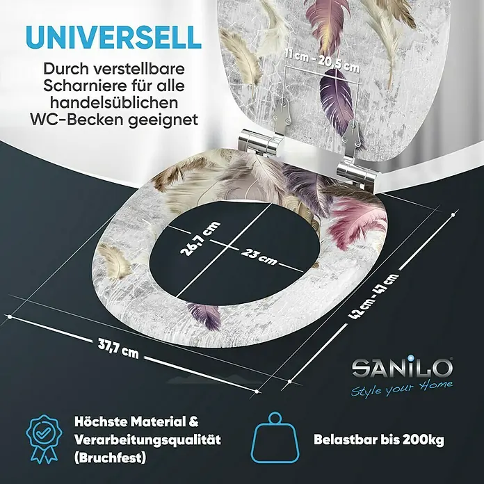 SANILO WC-Sitz Federn mit Absenkautomatik - MDF, Violett, Mit Absenkautomatik