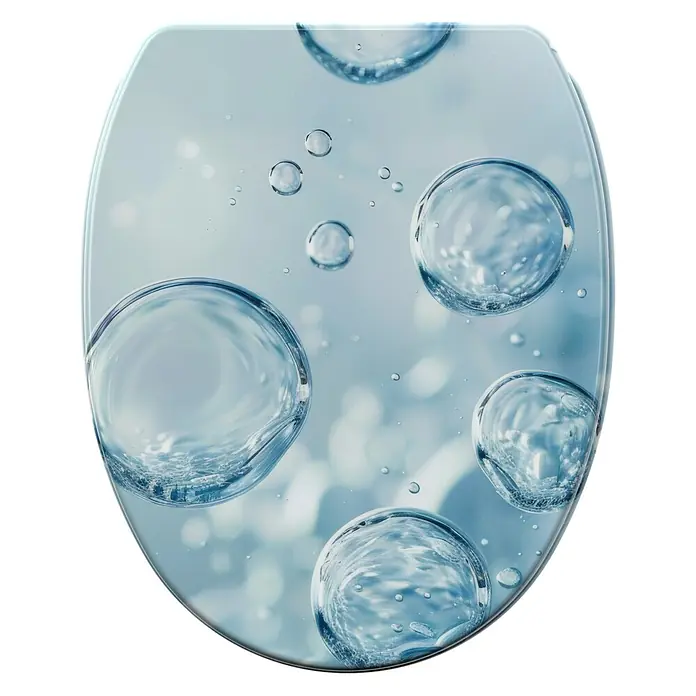 SANILO WC-Sitz Bubbles mit Schnellverschluss - MDF, Blau, Mit Absenkautomatik