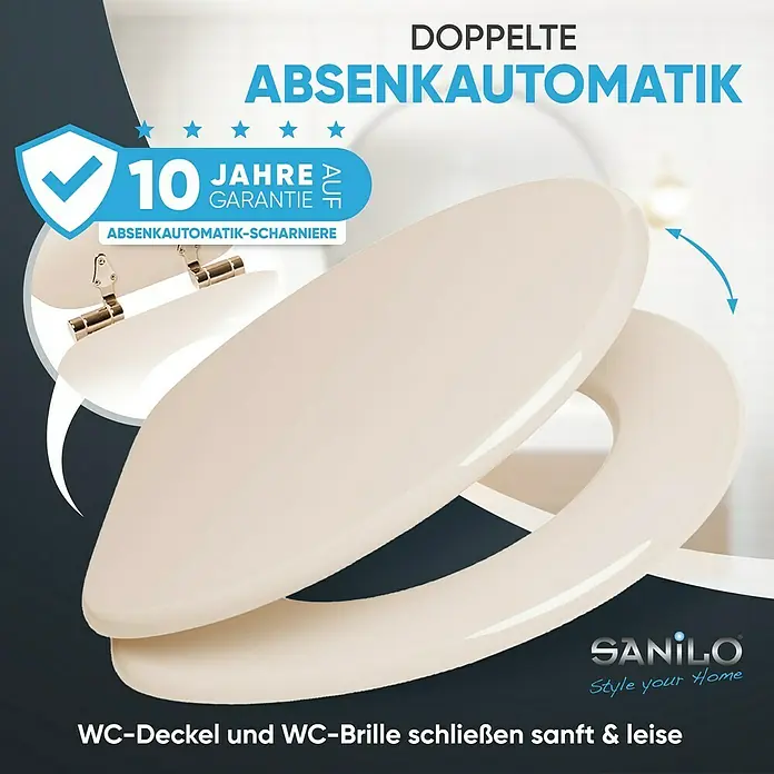 SANILO WC-Sitz Bahamabeige mit Absenkautomatik - MDF, Beige, Mit Absenkautomatik