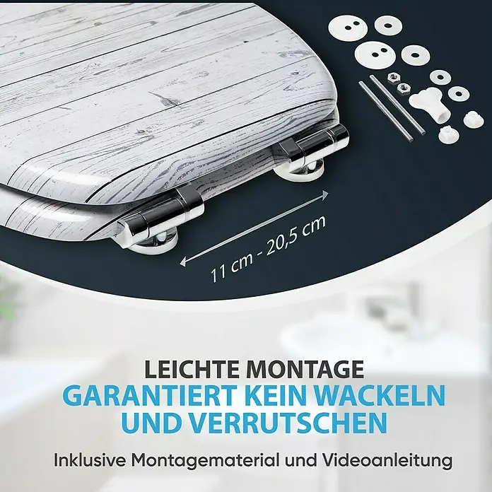SANILO WC-Sitz Timber mit Absenkautomatik - MDF, Grau, Mit Absenkautomatik