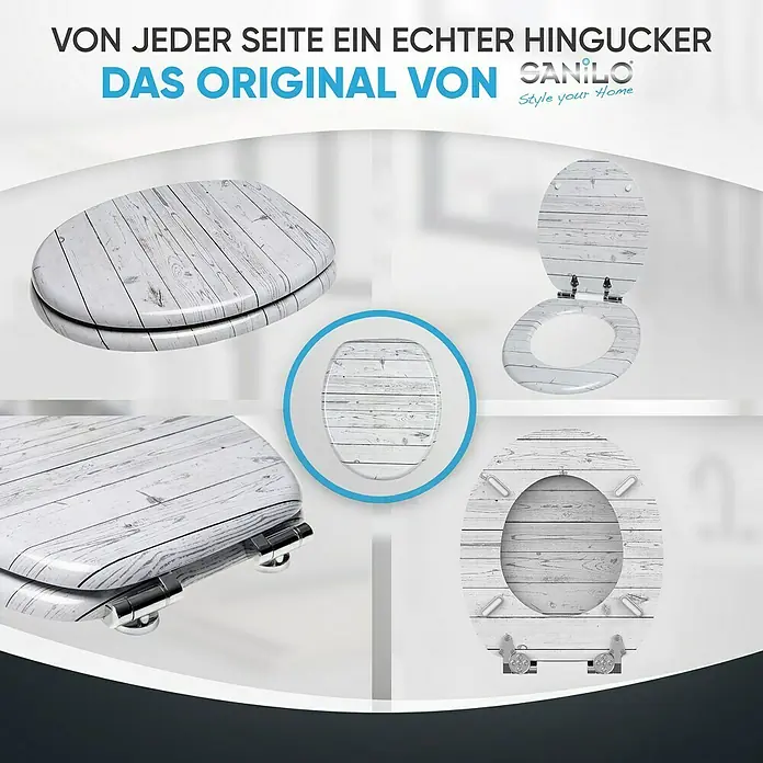 SANILO WC-Sitz Timber mit Absenkautomatik - MDF, Grau, Mit Absenkautomatik