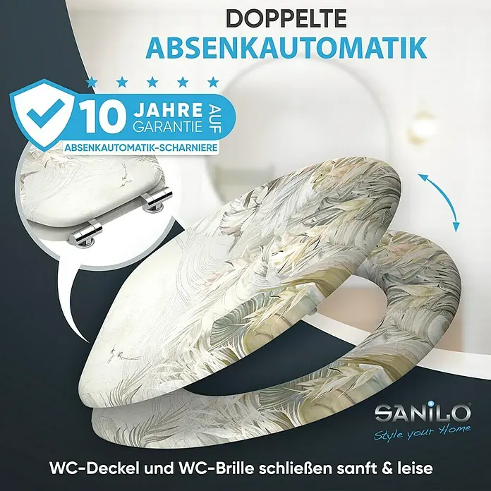 SANILO WC-Sitz Hortus mit Absenkautomatik - MDF, Weiß, Mit Absenkautomatik