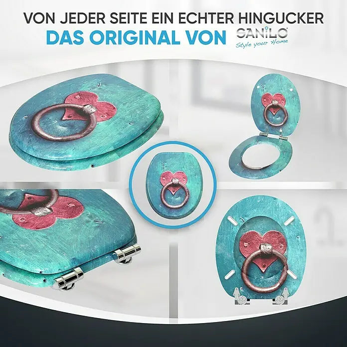 SANILO WC-Sitz Knocker mit Absenkautomatik - MDF, Türkis, Mit Absenkautomatik