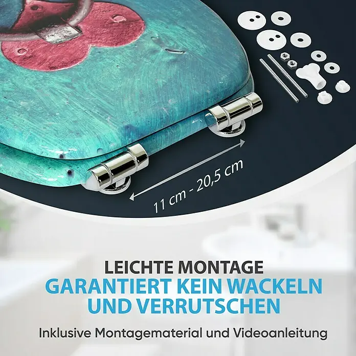 SANILO WC-Sitz Knocker mit Absenkautomatik - MDF, Türkis, Mit Absenkautomatik