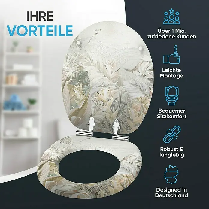SANILO WC-Sitz Hortus mit Absenkautomatik - MDF, Weiß, Mit Absenkautomatik