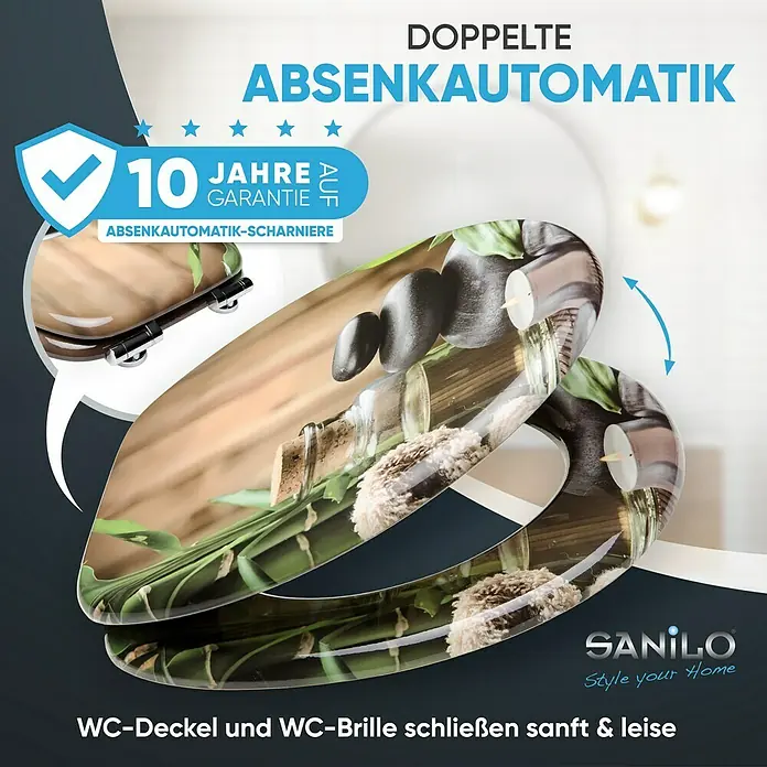 SANILO WC-Sitz Spa mit Absenkautomatik - MDF, Braun, Mit Absenkautomatik