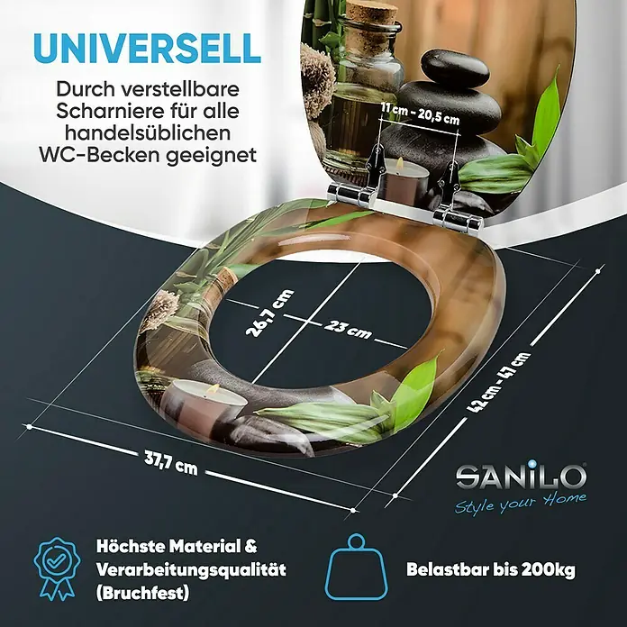 SANILO WC-Sitz Spa mit Absenkautomatik - MDF, Braun, Mit Absenkautomatik