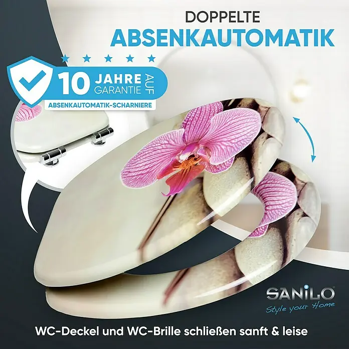SANILO WC-Sitz Wellness mit Absenkautomatik - MDF, Violett, Mit Absenkautomatik