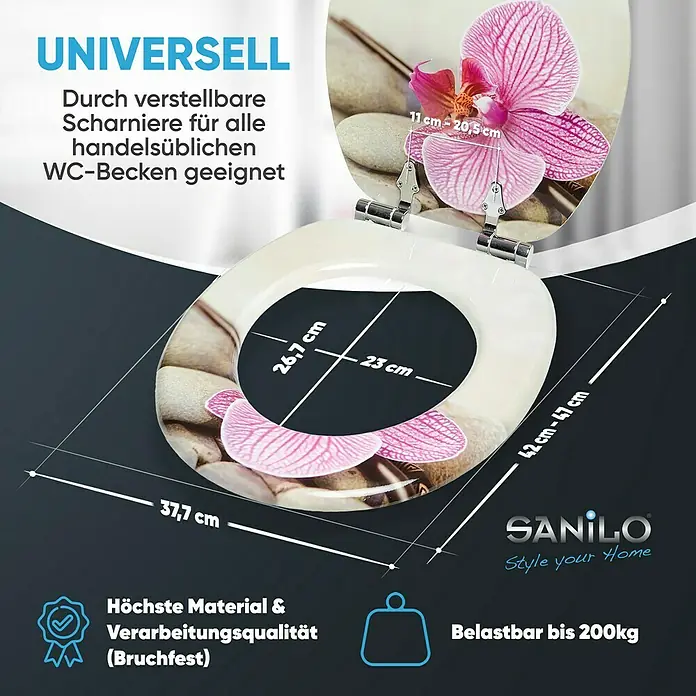 SANILO WC-Sitz Wellness mit Absenkautomatik - MDF, Violett, Mit Absenkautomatik
