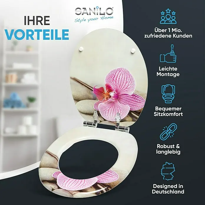 SANILO WC-Sitz Wellness mit Absenkautomatik - MDF, Violett, Mit Absenkautomatik
