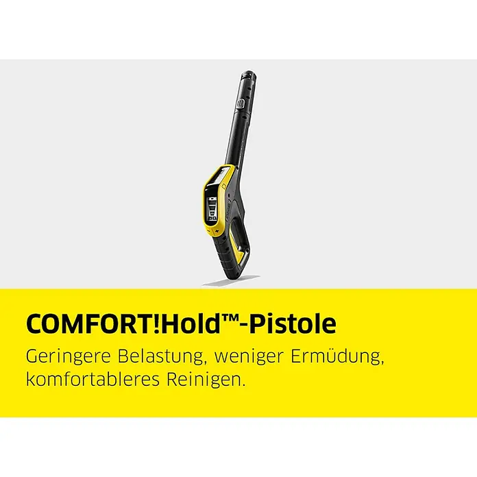 Kärcher Hochdruckreiniger K 7 Comfort Premium Connect Home - 3.000 W, Max. Druck: 180 bar, Fördermenge: 600 l/h, Inkl. Home-Kit - Schwarze und gelbe Kärcher Hochdruckreinigerpistole mit digitalem Display für komfortables Reinigen.