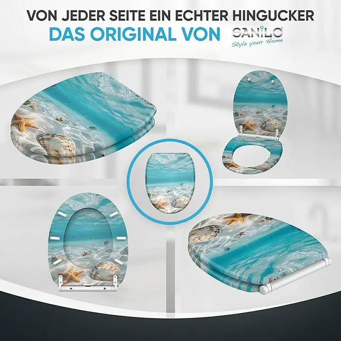 SANILO WC-Sitz Waterworld mit Schnellverschluss - MDF, Blau, Mit Absenkautomatik
