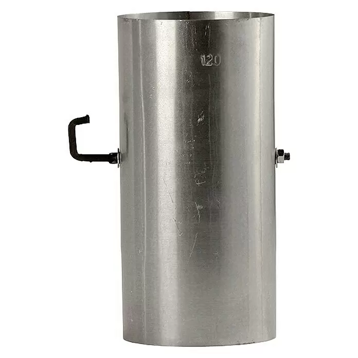 Firefix OfenrohrØ x L: 120 x 250 mm, Feueraluminiert, Silbergrau, Mit Sperrer Front View