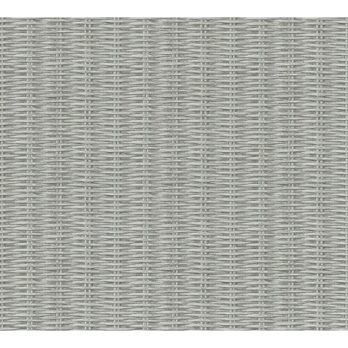 A.S. Création New Walls Vliestapete Rattan - Grau, Holzoptik, 10,05 x 0,53 m - Nahaufnahme eines grauen Rattan-Gewebe-Hintergrunds, der die Textur und das Muster des Flechtwerks hervorhebt und eine natürliche Optik erzeugt.