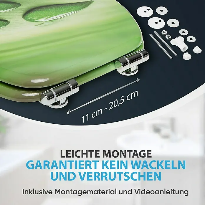 SANILO WC-Sitz Green Leaf mit Absenkautomatik - MDF, Grün, Mit Absenkautomatik
