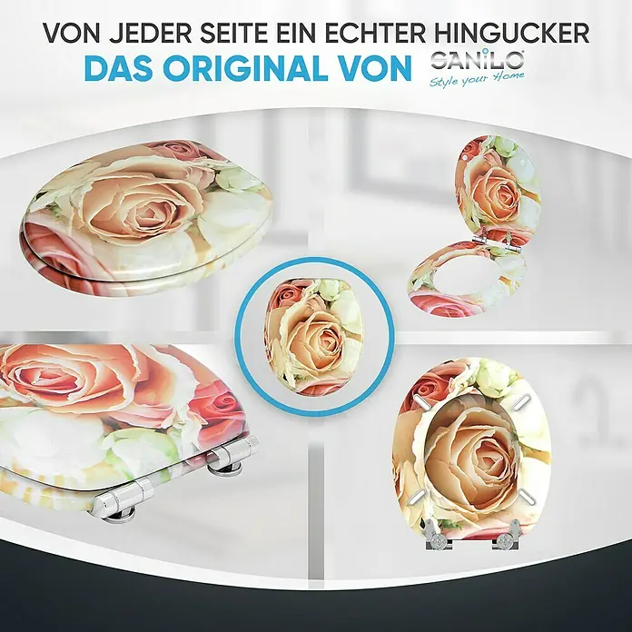 SANILO WC-Sitz Rosa Rose mit Absenkautomatik - MDF, Pink, Mit Absenkautomatik