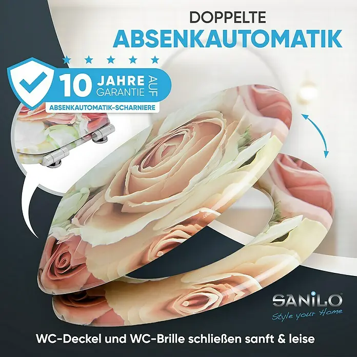 SANILO WC-Sitz Rosa Rose mit Absenkautomatik - MDF, Pink, Mit Absenkautomatik