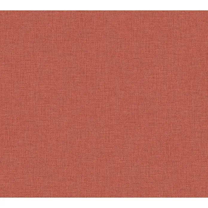 A.S. Création New Walls Vliestapete Textil - Rot, Uni, 10,05 x 0,53 m - Nahaufnahme eines strukturierten, terracottafarbenen Stoffmusters. Perfekt für Hintergründe oder Textildesign.