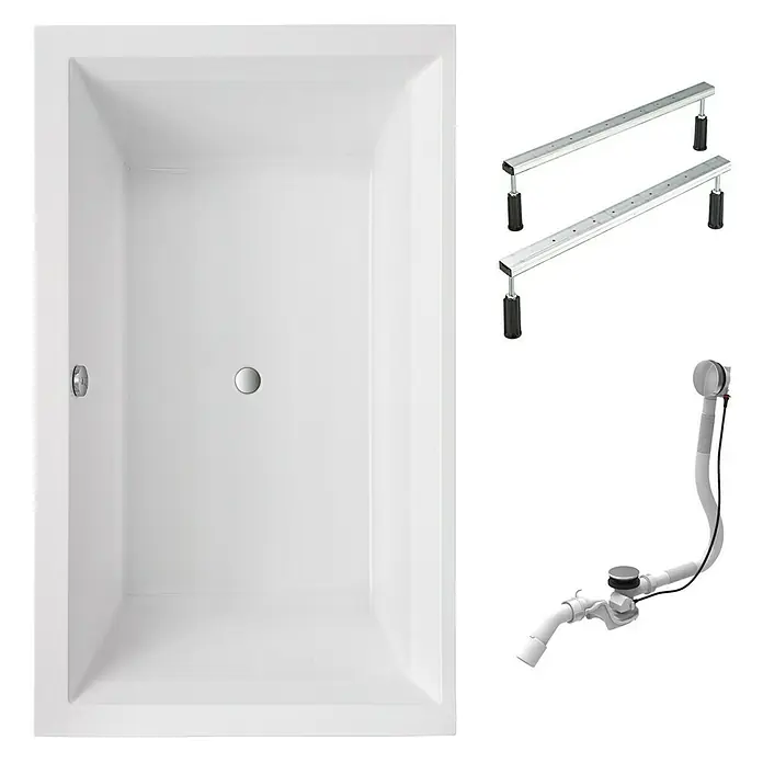 Interpromo Badewanne Mare inkl. Fußgestell 190 x 120 x 65 - 190 x 120 cm, Acryl, Weiß