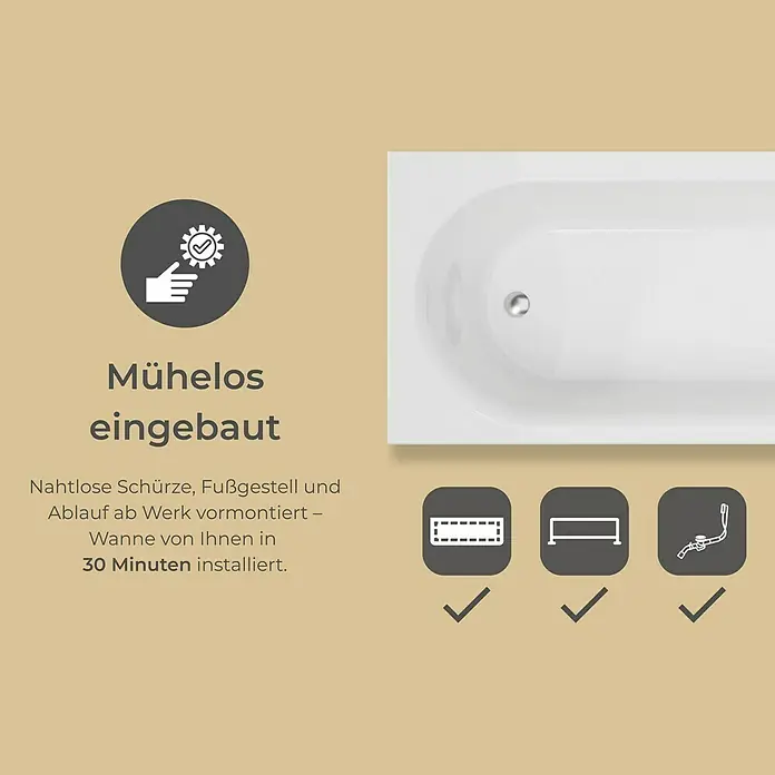 Interpromo Badewanne Rio Canto - Acryl, Weiß