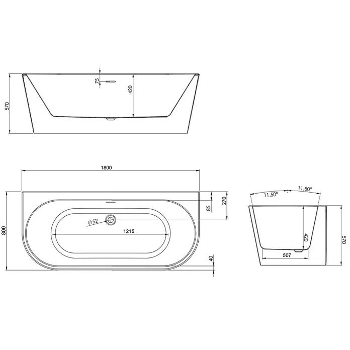 Interpromo Badewanne Rio - Acryl, Weiß