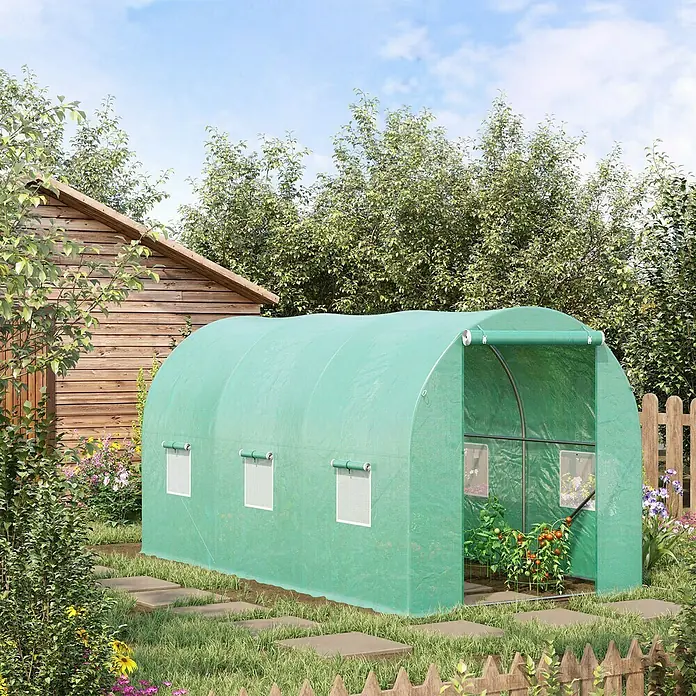 Outsunny Gewächshaus - 195 x 395 cm, Material Seitenwand: Kunststoff, 4 mm