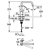 Grohe Start Spültischarmatur (Ausladung Armatur: 228 mm, Schwarz, Matt) | BAUHAUS
