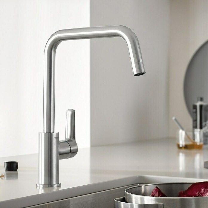 Grohe QuickFix Keukenkraan Start U-uitloop (Supersteel RVS look) | BAUHAUS