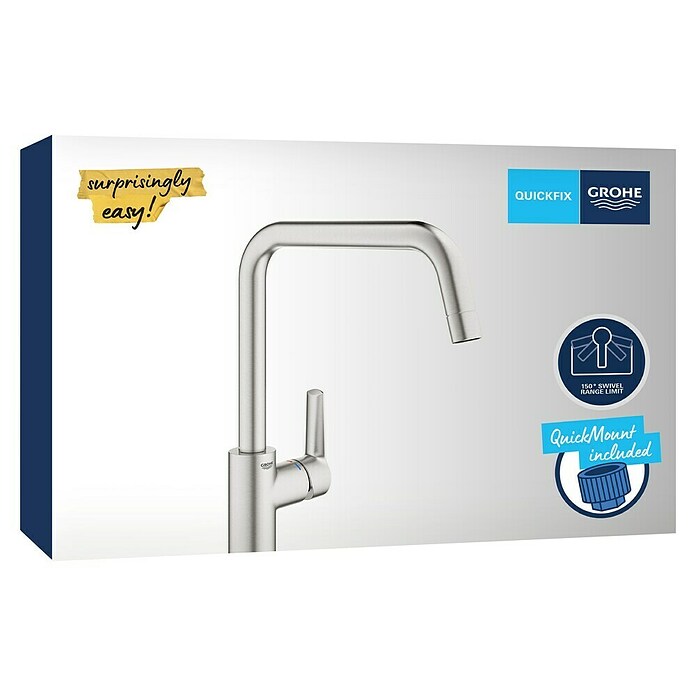 Grohe QuickFix Keukenkraan Start U-uitloop (Supersteel RVS look) | BAUHAUS
