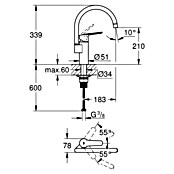 Grohe QuickFix Spültischarmatur Start 2021 (Ausladung Armatur: 183 mm, Chrom, Glänzend) | BAUHAUS