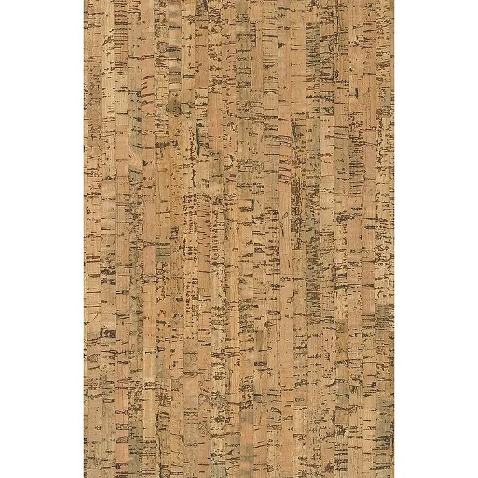 Granorte Korkboden Naturtrend - Trace, 910 x 300 x 9,5 mm - Strukturierte hellbraune Korkoberfläche mit vertikalem Muster und natürlichen Maserungen.