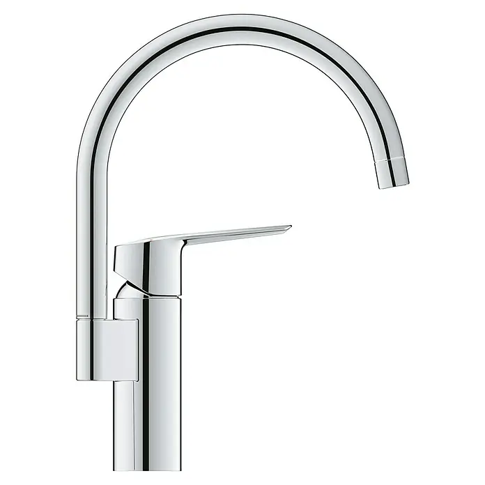 Grohe QuickFix Spültischarmatur Start 2021 - Ausladung Armatur: 183 mm, Chrom, Glänzend - Moderner Küchenarmatur aus Chrom mit hohem, gebogenem Auslauf und Einhebelmischer.