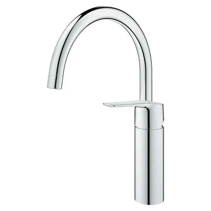 Grohe QuickFix Spültischarmatur Start 2021 - Ausladung Armatur: 183 mm, Chrom, Glänzend - Glänzende Chrom-Küchenarmatur mit hohem Bogenauslauf und Einhebelgriff.