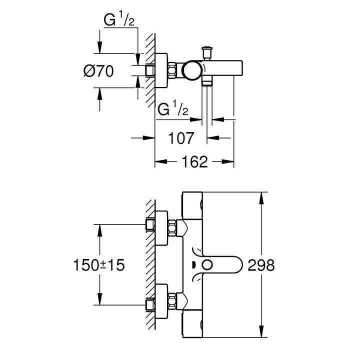Grohe Precision Get Wannenthermostat Precision Get (Chrom, Glänzend) | BAUHAUS