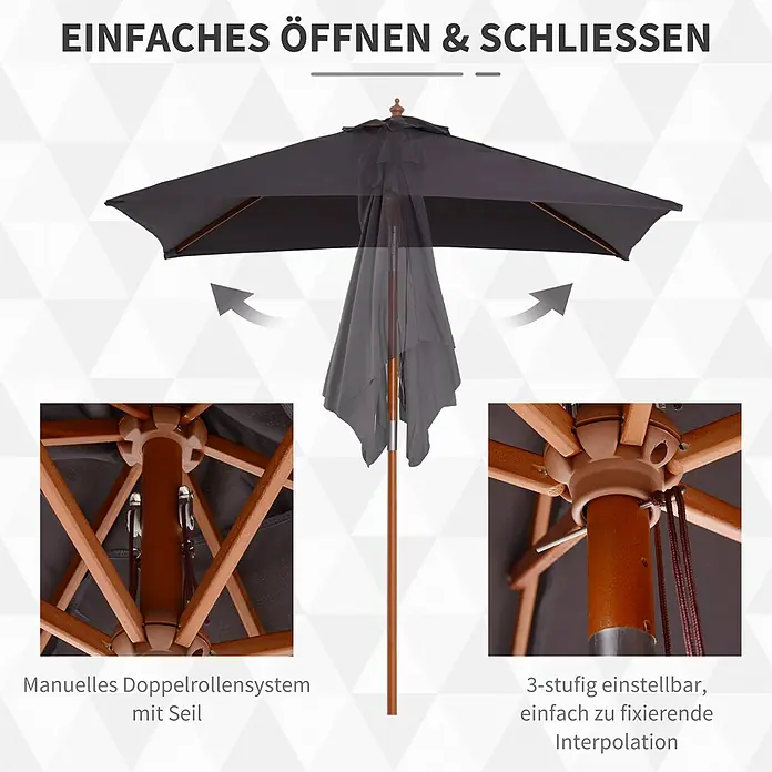 Outsunny Balkonschirm neigbar, rechteckig, Dunkelgrau - Dunkelgrau