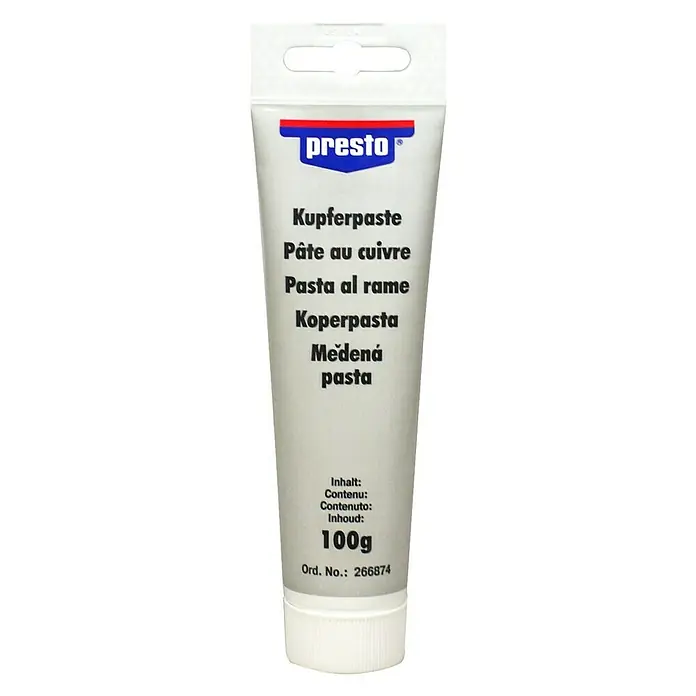 Presto Kupferpaste - 100 g - Tube Presto Kupferpaste mit mehrsprachiger Inhaltsangabe und 100g Füllmenge.