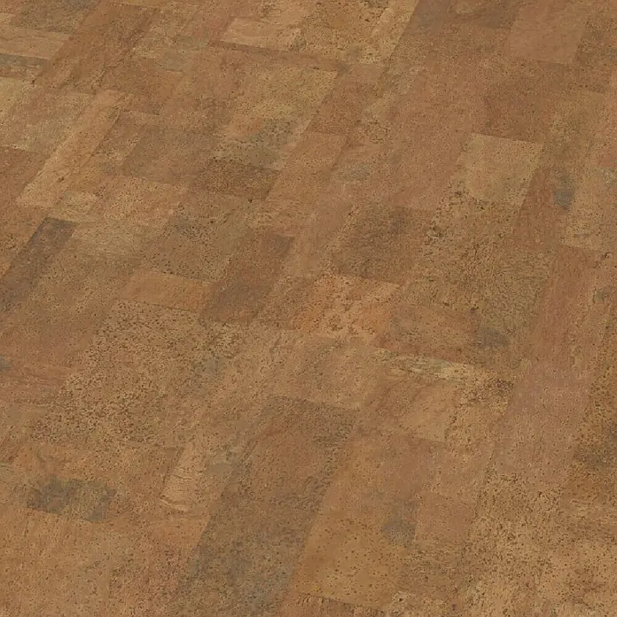 Granorte Korkboden Naturtrend - Element Rust, 910 x 300 x 9,5 mm - Brauner Korkboden mit natürlicher, variierter Fliesenstruktur.