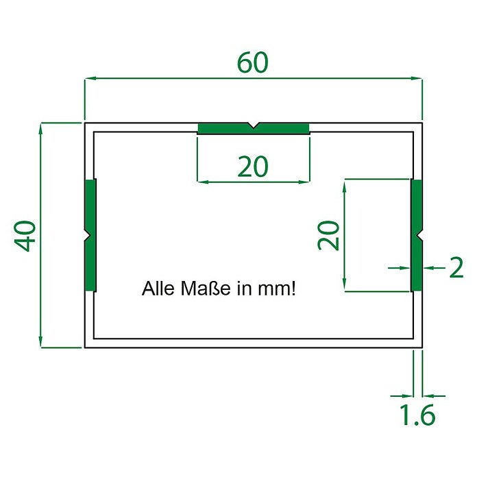 Alu-Unterkonstruktion Alu Frame (Aluminium, L x B x H: 3 000 x 60 x 40 mm) | BAUHAUS